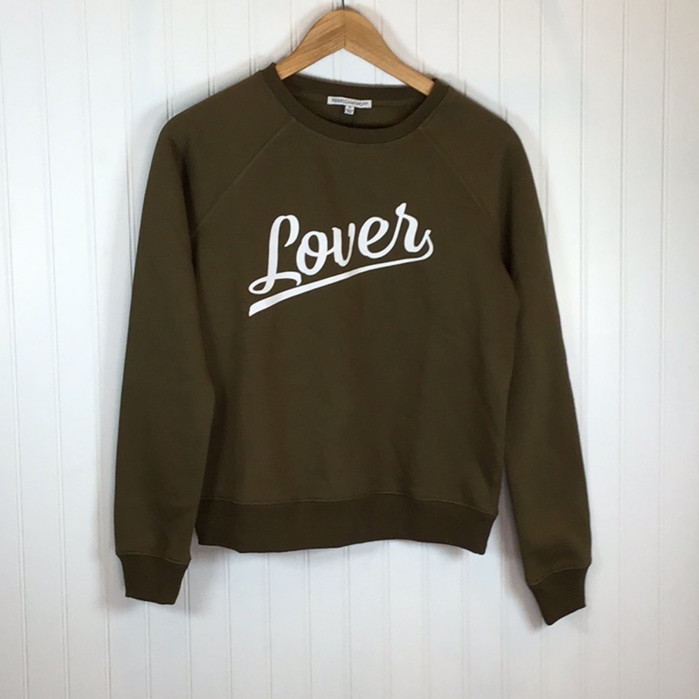 Rebecca Minkoff | LOVER Army Green Sweatshirt Size Small - Picture 4 of 11